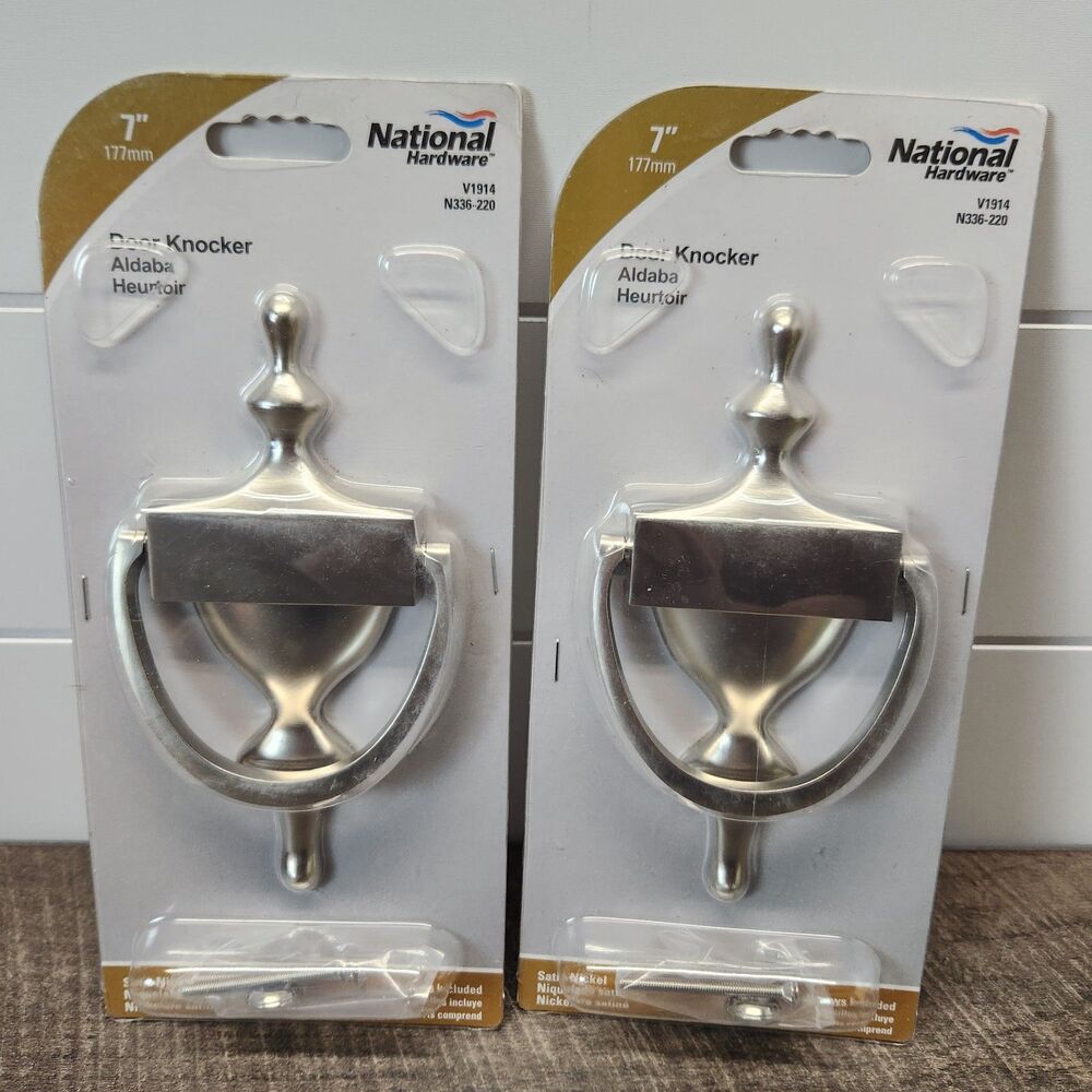 New 2-pack lot National Hardware N336-220 V1914 Door Knocker Satin Nickel